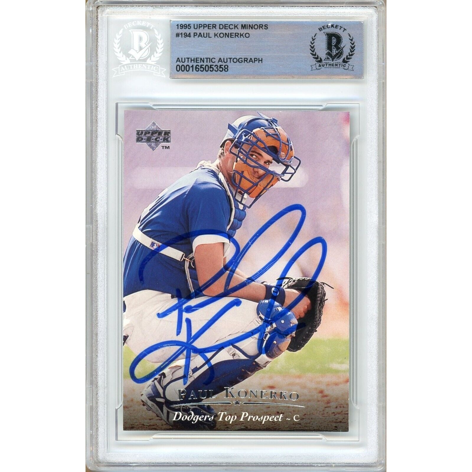 Paul Konerko Los Angeles Dodgers autographed trading card – full view – Beckett COA
