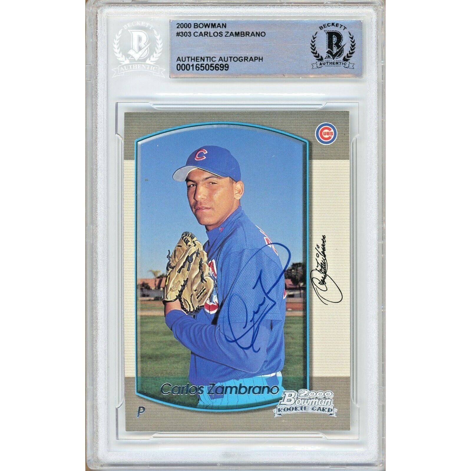 2000 Bowman #303 Carlos Zambrano Chicago Cubs Autographed Trading Card – Beckett BAS