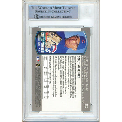 Baseballs- Autographed- Carlos Zambrano Chicago Cubs Signed 2000 Bowman Rookie Baseball Card Beckett Authenticated Auto Slab Back