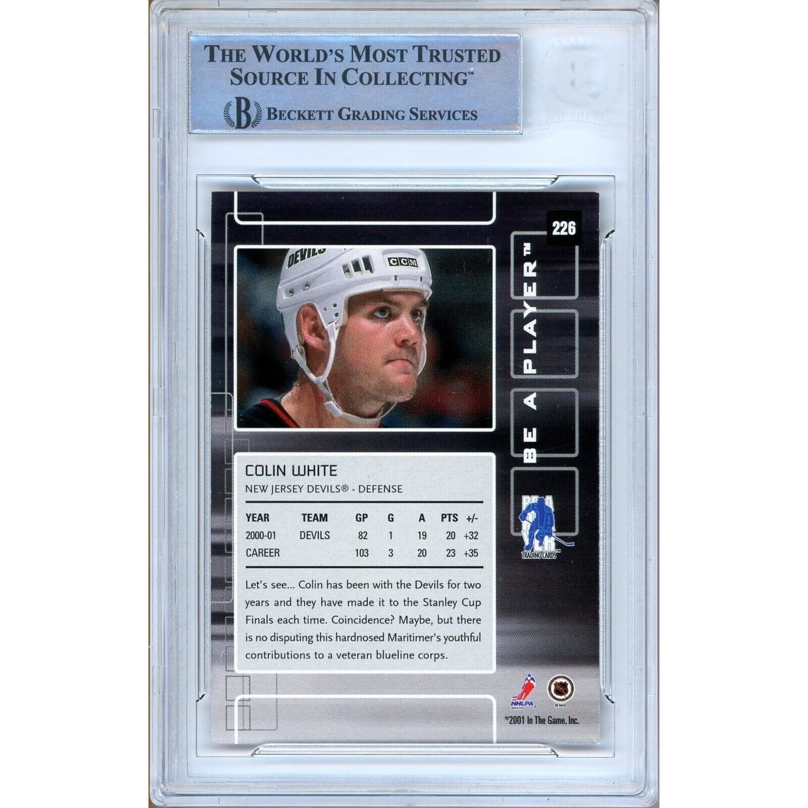 2001 Colin White New Jersey Devils Signed Trading Card – Beckett BAS