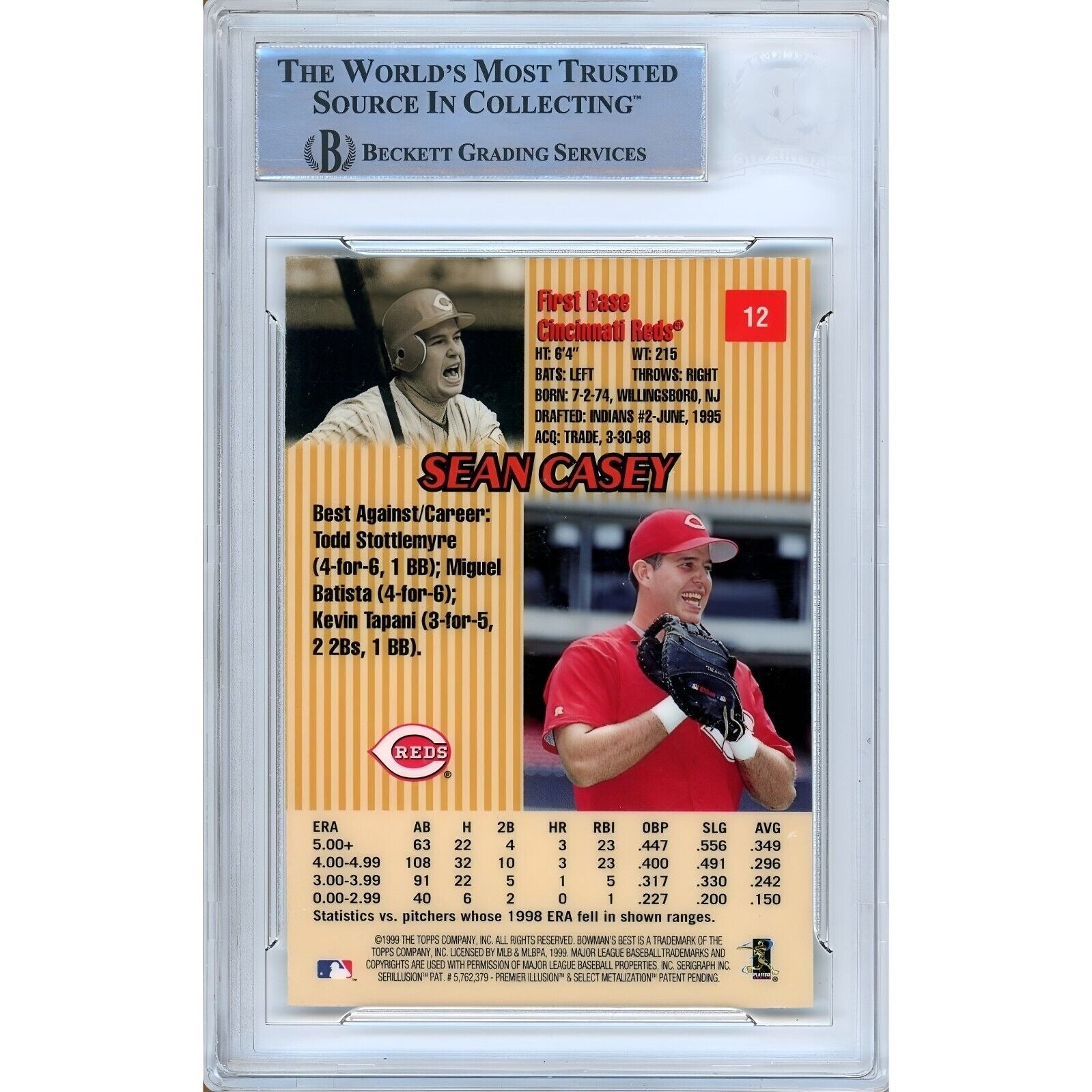 Sean Casey Cincinnati Reds signed trading card – signature close-up – Beckett COA