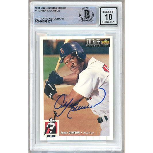 Baseballs- Autographed- Andre Dawson Boston Red Sox Signed 1994 Upper Deck Collectors Choice Baseball Card Beckett Authentic BGS Auto-10 Graded Slab Front