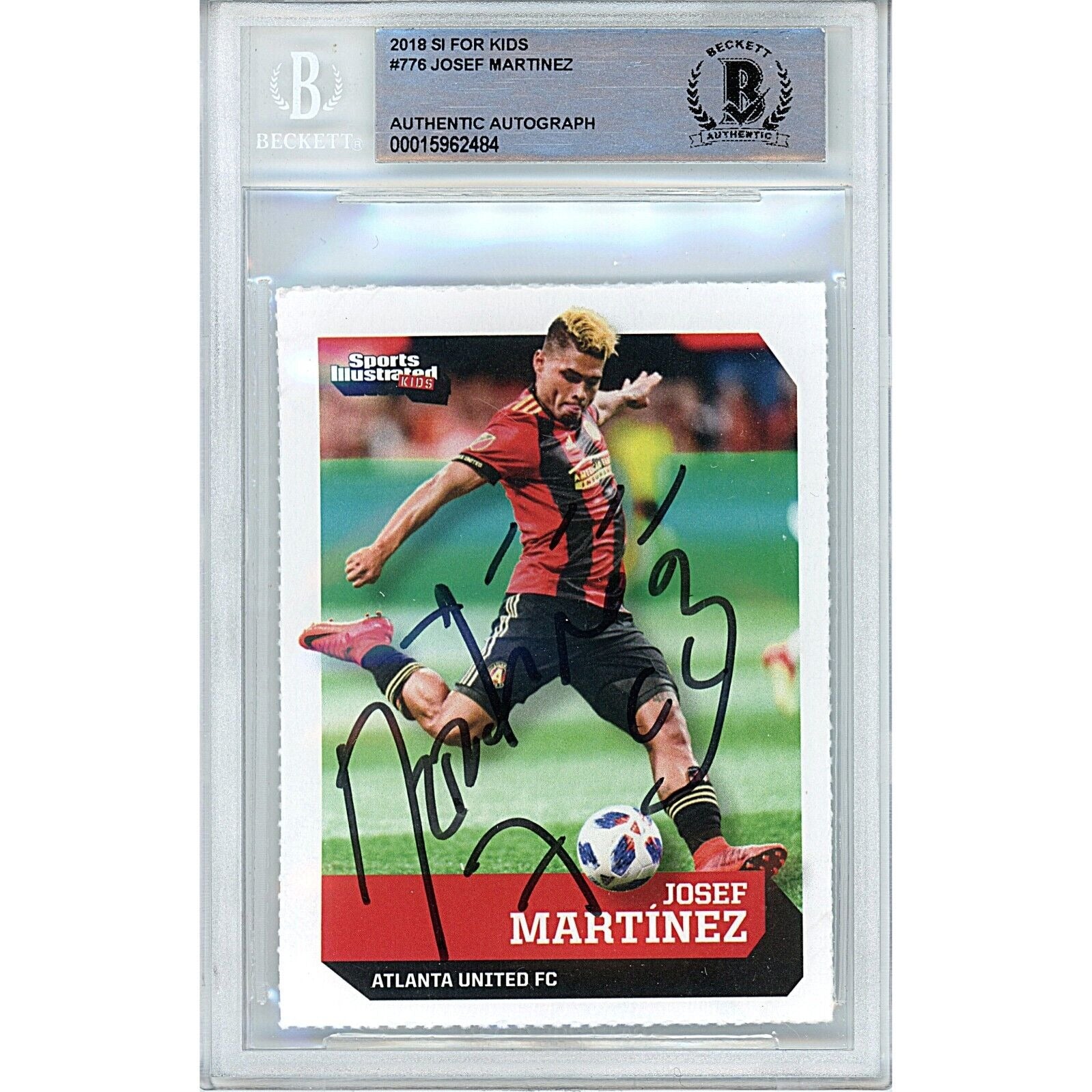 Soccer- Autographed- Josef Martinez Atlanta United FC Signed 2019 Sports Illustrated for Kids Soccer Card Beckett Authentic Auto Slab Front