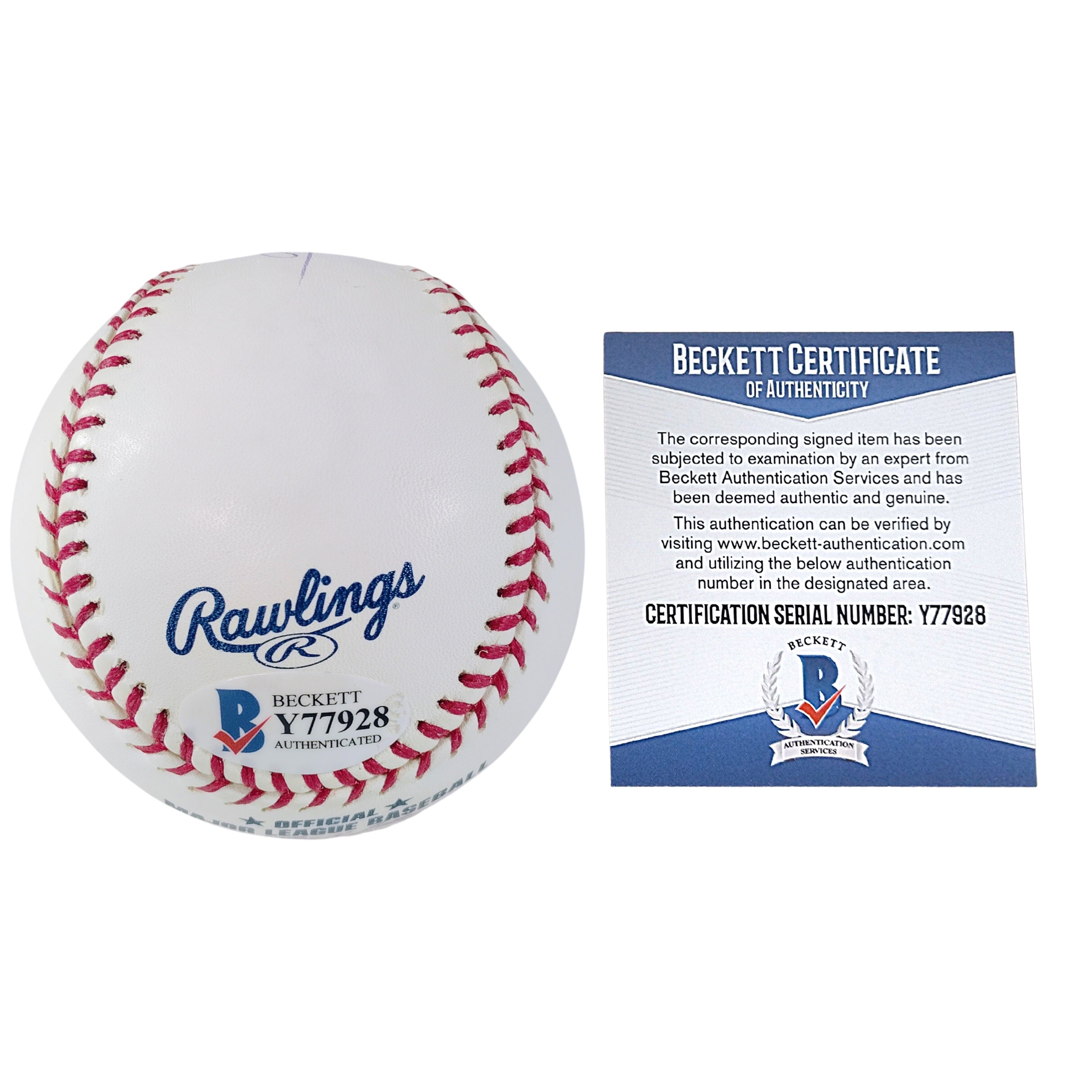 Dave Stewart Autographed Rawlings baseball with a Beckett Certificate of Authenticity on a white background