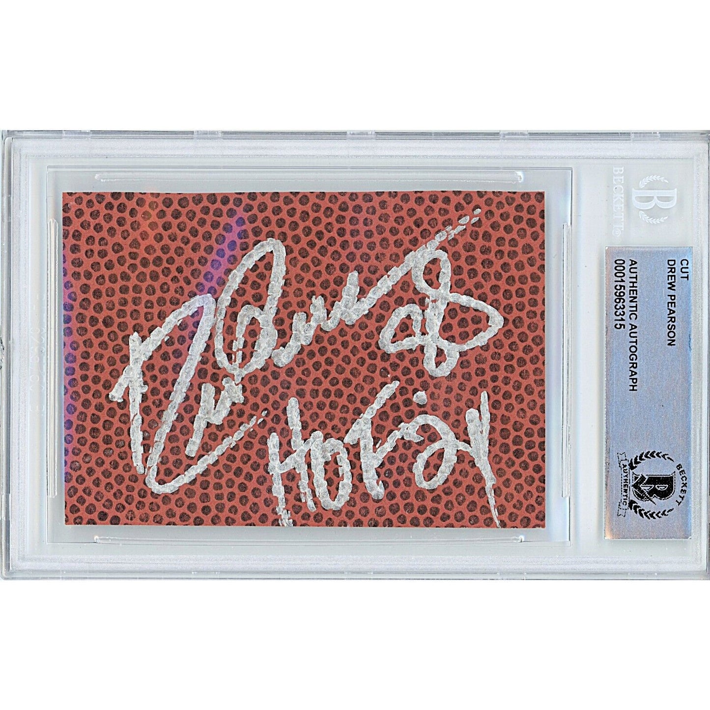 Footballs- Autographed- Drew Pearson Dallas Cowboys Signed Football Auto Cut Beckett Authentic Slab Front