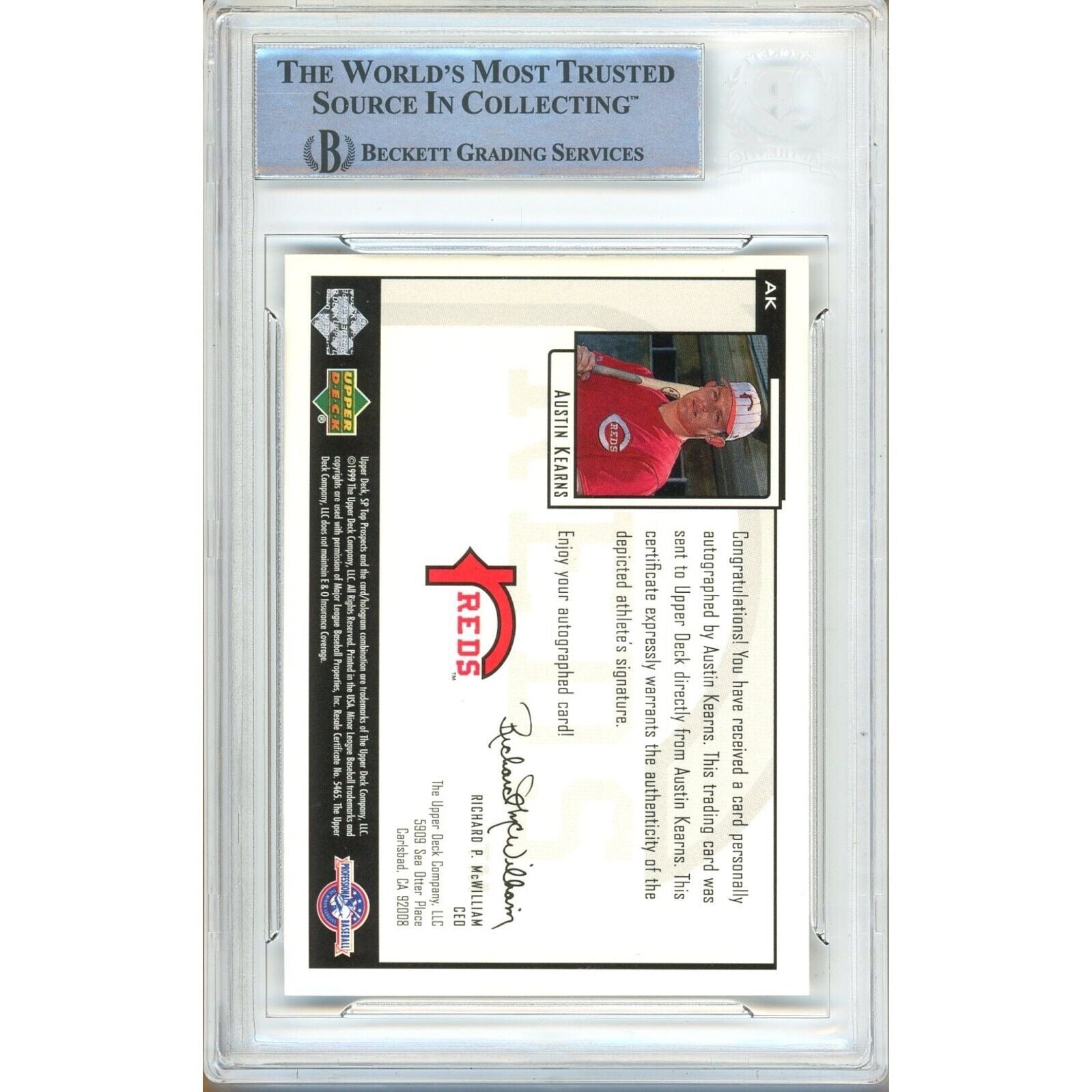 2000 Austin Kearns Cincinnati Reds Auto Trading Card – Beckett BAS
