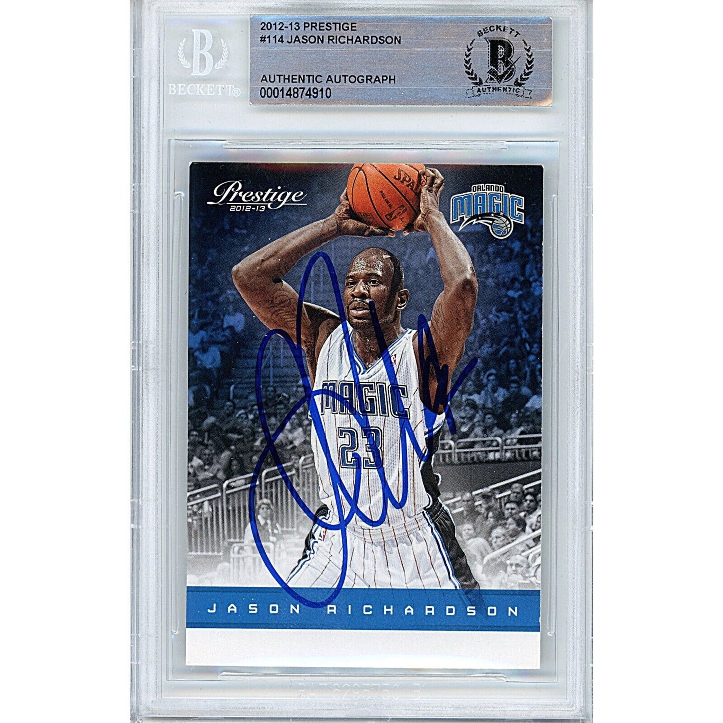 Basketballs- Autographed- Jason Richardson Orlando Magic Signed 2012-13 Panini Prestige Basketball Card Beckett Authentic Auto Slab Front