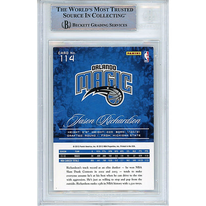 Basketballs- Autographed- Jason Richardson Orlando Magic Signed 2012-13 Panini Prestige Basketball Card Beckett Authentic Auto Slab Back