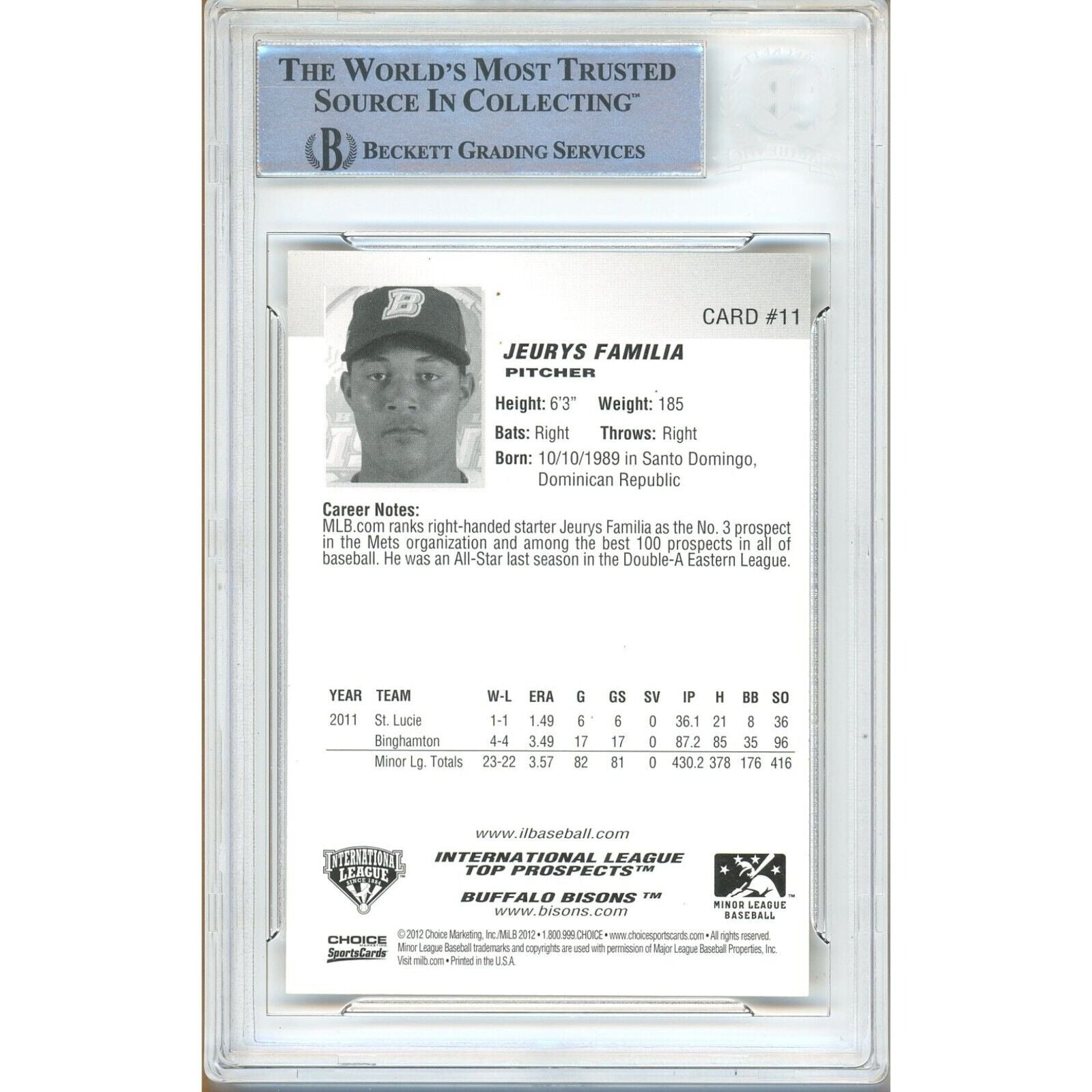 Jeurys Familia New York Mets signed trading card – signature close-up – Beckett COA