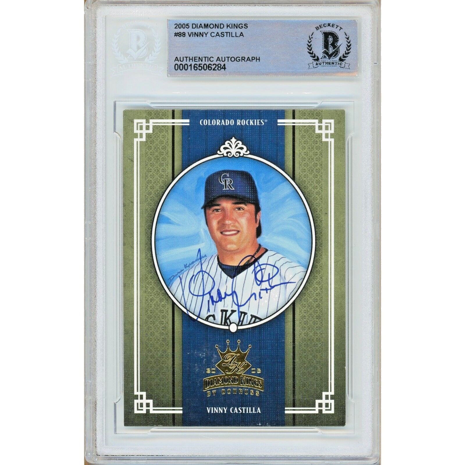 Vinny Castilla Colorado Rockies autographed trading card – full view – Beckett COA