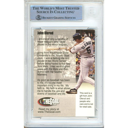 Baseballs- Autographed- John Olerud Seattle Mariners Signed 2001 The Goal Custom Baseball Card Beckett Authentic Auto Slab Back