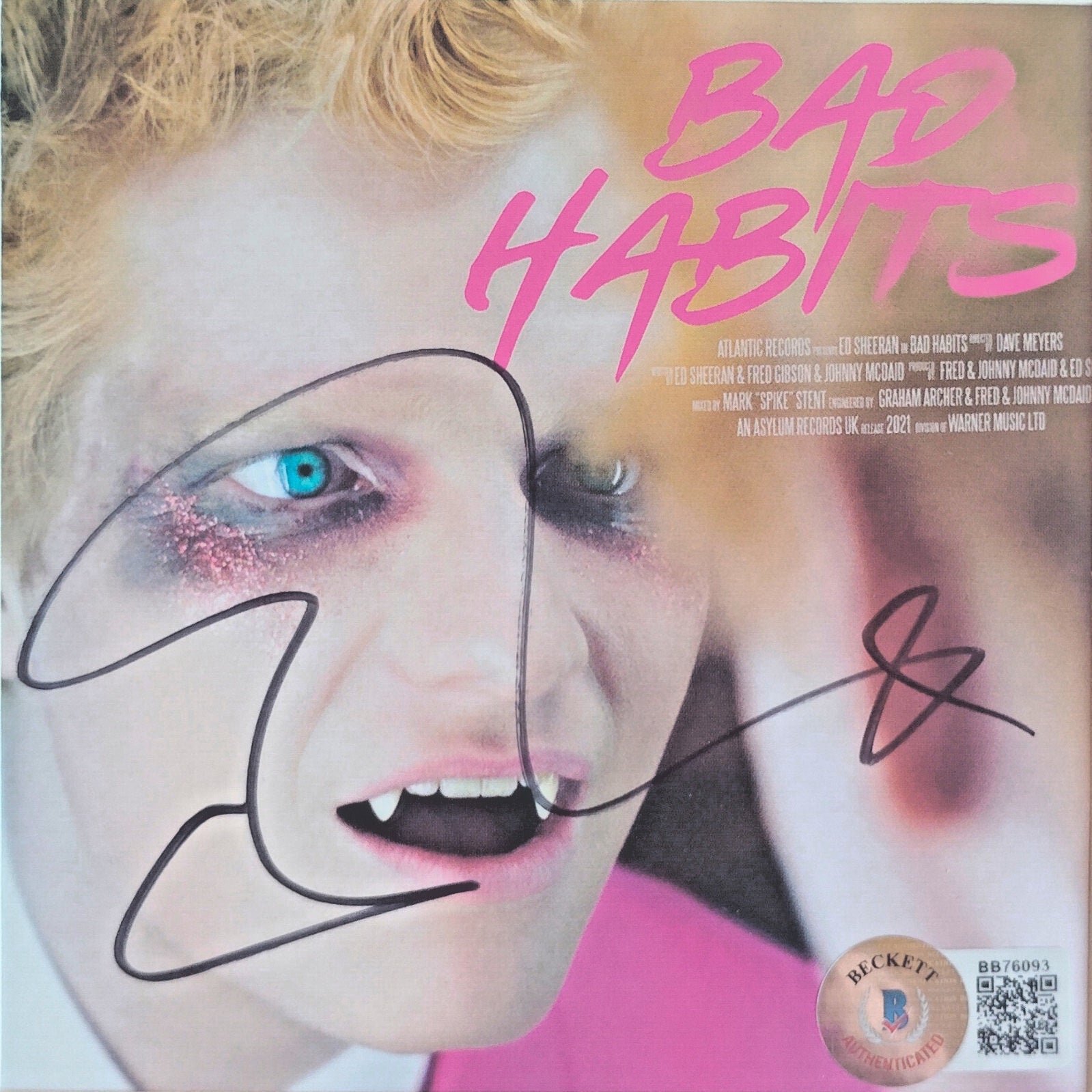 Ed Sheeran Autographed Bad Habits Autograph Photo Beckett BAS