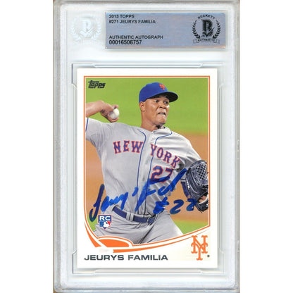 Baseballs- Autographed- Jeurys Familia New York Mets Signed 2013 Topps Baseball Card Beckett Authentic Auto Slab Front