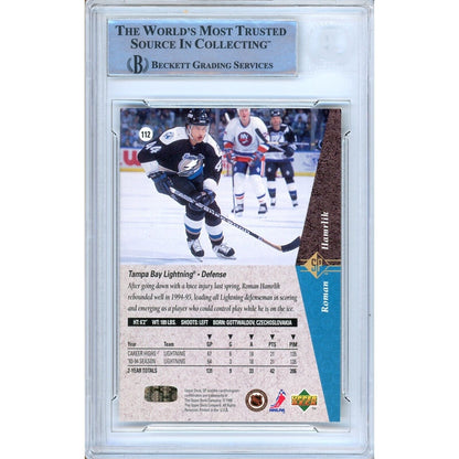 Hockey- Autographed- Roman Hamrlik Tampa Bay Lightning Signed 1994-95 Upper Deck SP Trading Card Beckett Authentic Auto Slab Back