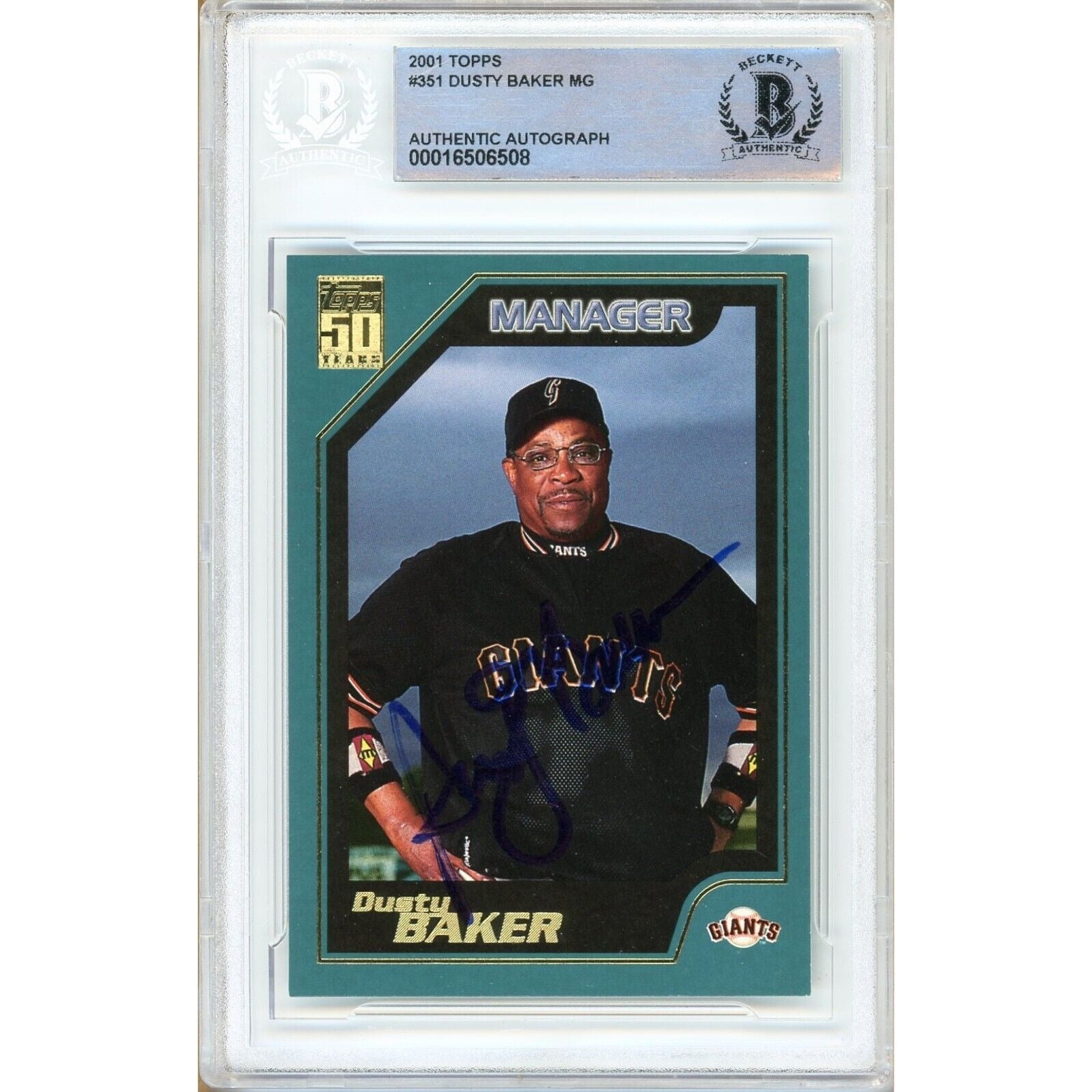 Dusty Baker San Francisco Giants Autographed Trading Card Beckett BAS
