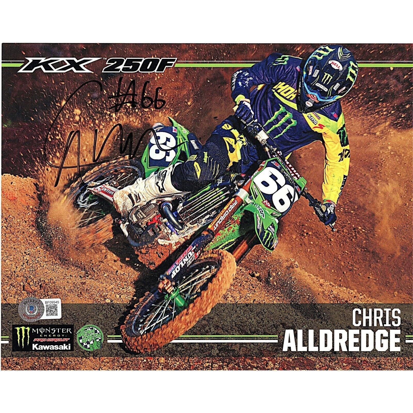 Chris Alldredge Motocross Autographed Photo Beckett BAS