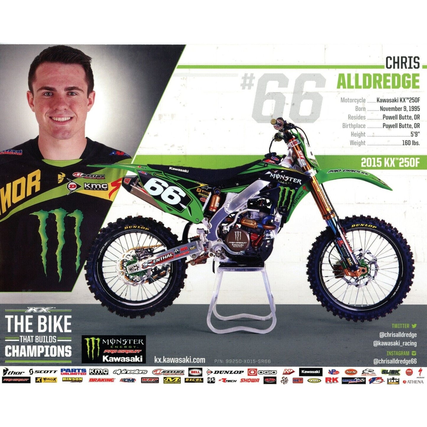 Autographs- Chris Alldredge Motocross Signed 8x10 Photo Extreme Sports Supercross Beckett Authentic Auto COA Back