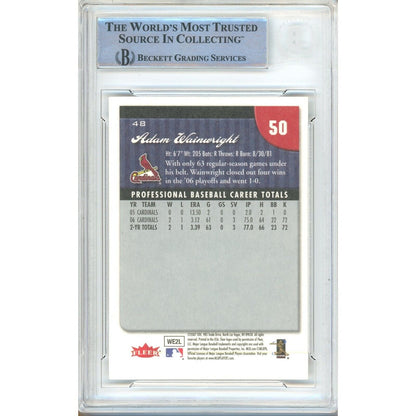 Baseball- Autographed- Adam Wainwright Signed 2007 Fleer Baseball Card Beckett Authentic Auto Slab Back