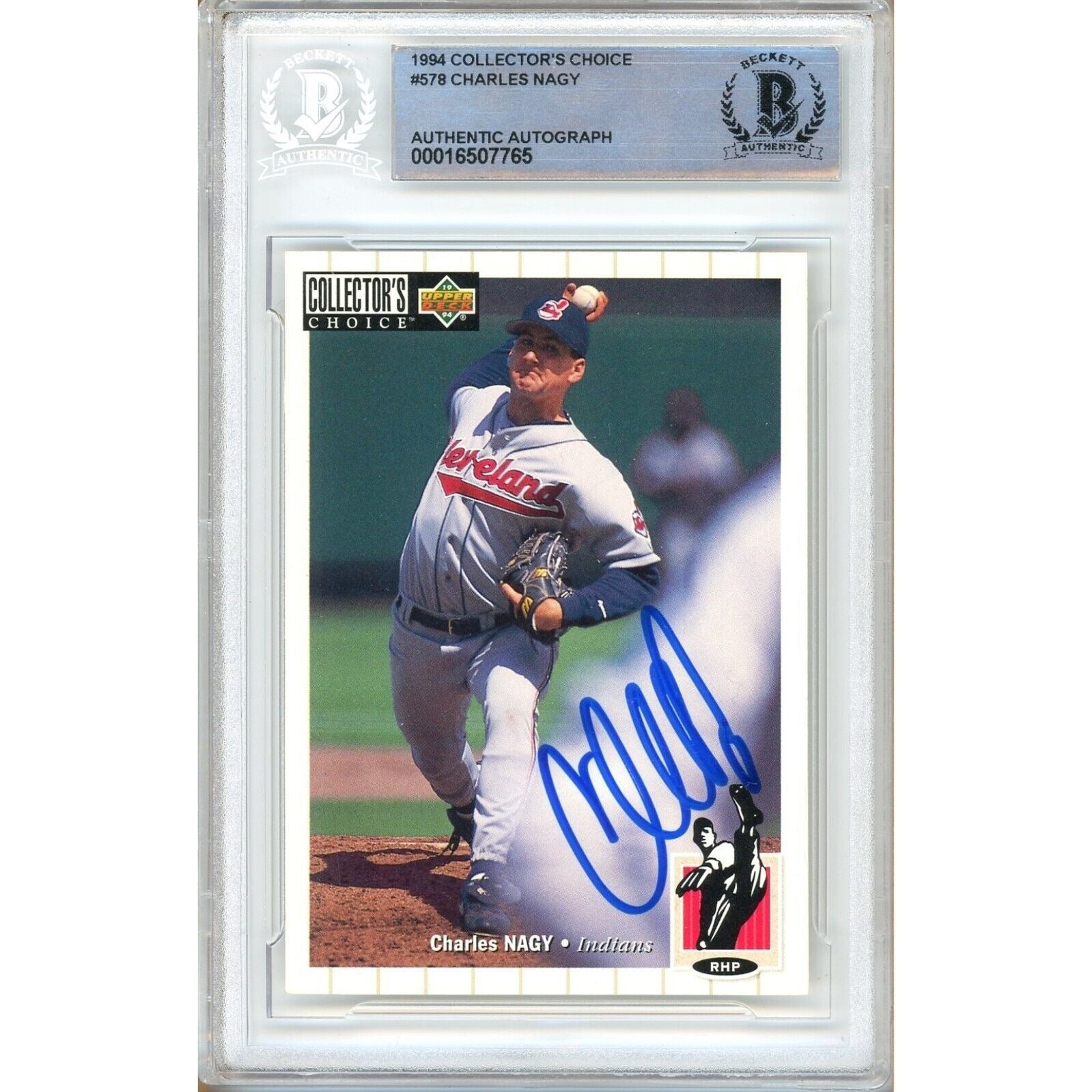 1994 Upper Deck Charles Nagy Cleveland Indians Autographed Trading Card – Beckett BAS