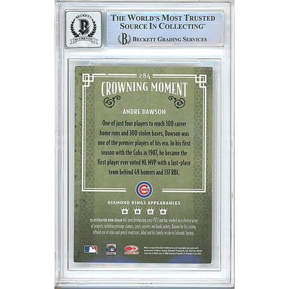 Baseballs- Autographed- Andre Dawson Chicago Cubs Signed 2005 Donruss Diamond Kings Baseball Card Beckett Authentic BGS Auto-10 Graded Slab Back