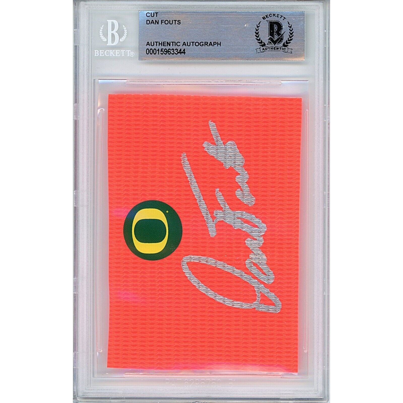 Footballs- Autographed- Dan Fouts University of Oregon Ducks Signed Football End Zone Pylon Cut Beckett Authentic Auto Slab Front