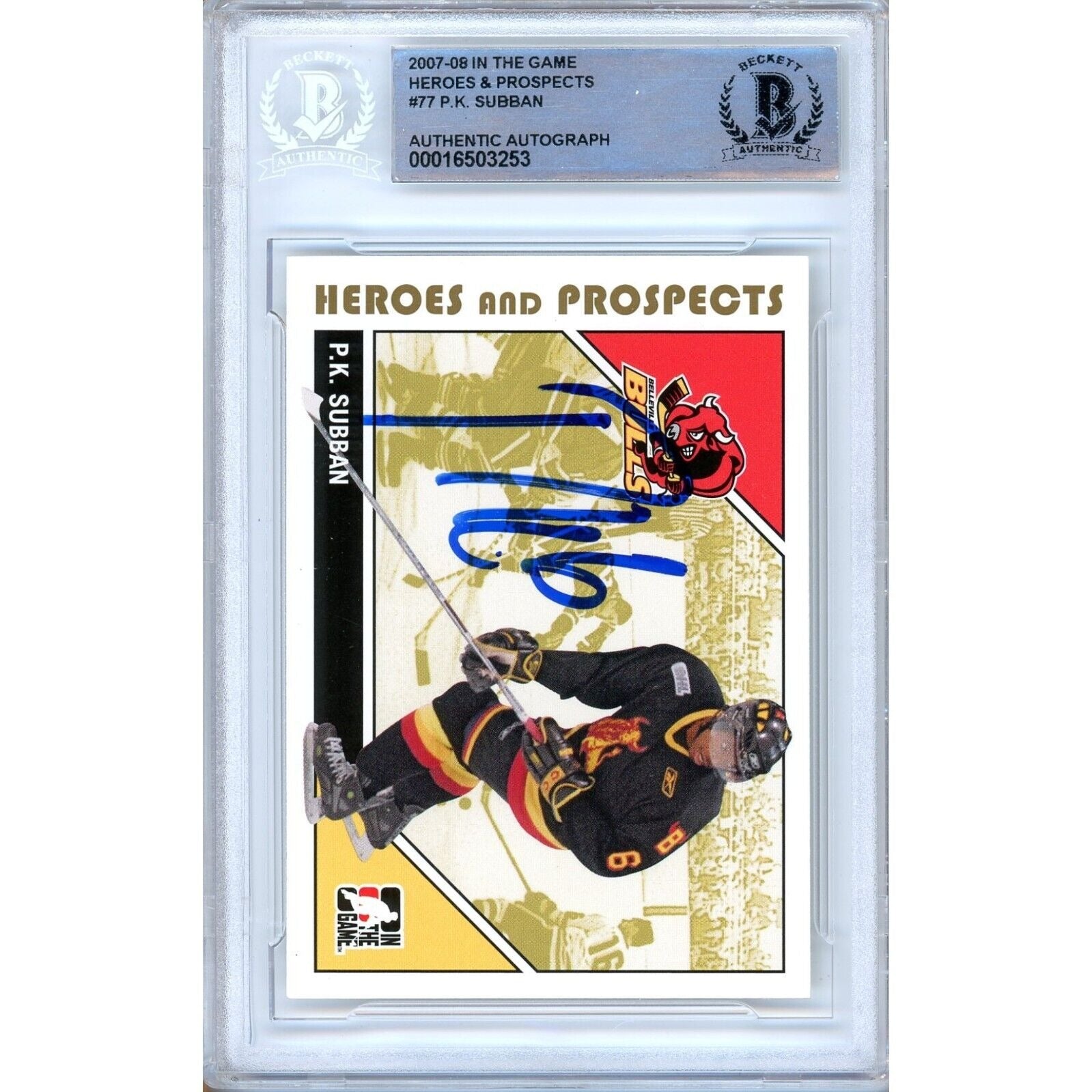 P.K. Subban Canadiens signed trading card – signature close-up – Beckett COA