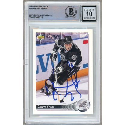 Hockey- Autographed- Darryl Sydor Los Angeles Kings Signed 1992-93 Upper Deck Hockey Card Beckett Authentic BGS Auto-10 Graded Slab Front