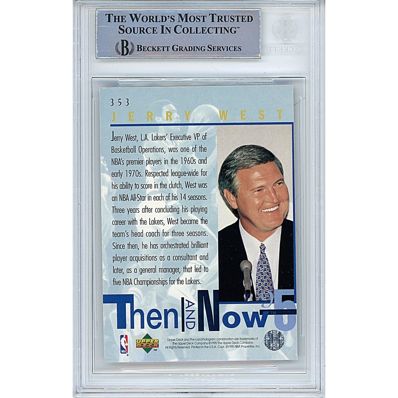 Jerry West Upper Deck Signed Trading Card Beckett BAS