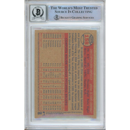 Baseballs- Autographed- Chris Carpenter St Louis Cardinals Signed 2006 Topps Heritage Baseball Card Beckett Authenticated BGS Auto-10 Graded Slab Back