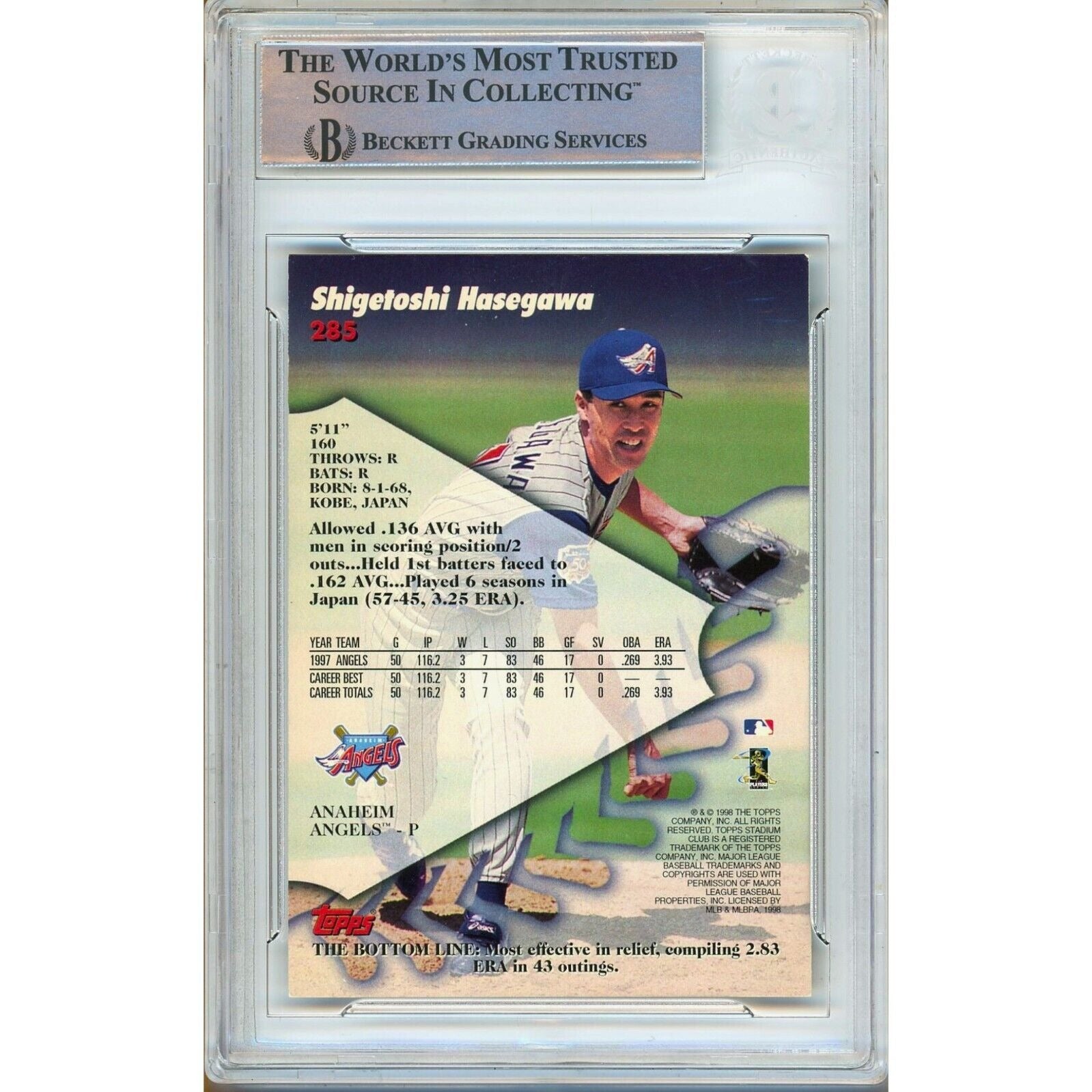 Shigetoshi Hasegawa La Angels signed trading card – signature close-up – Beckett COA
