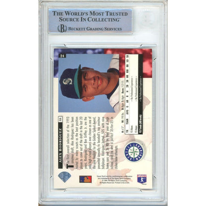 Baseballs- Autographed- Alex Rodriguez Seattle Mariners Signed 1994 Upper Deck Rookie Baseball Card Beckett Authenticated Auto Slab Back