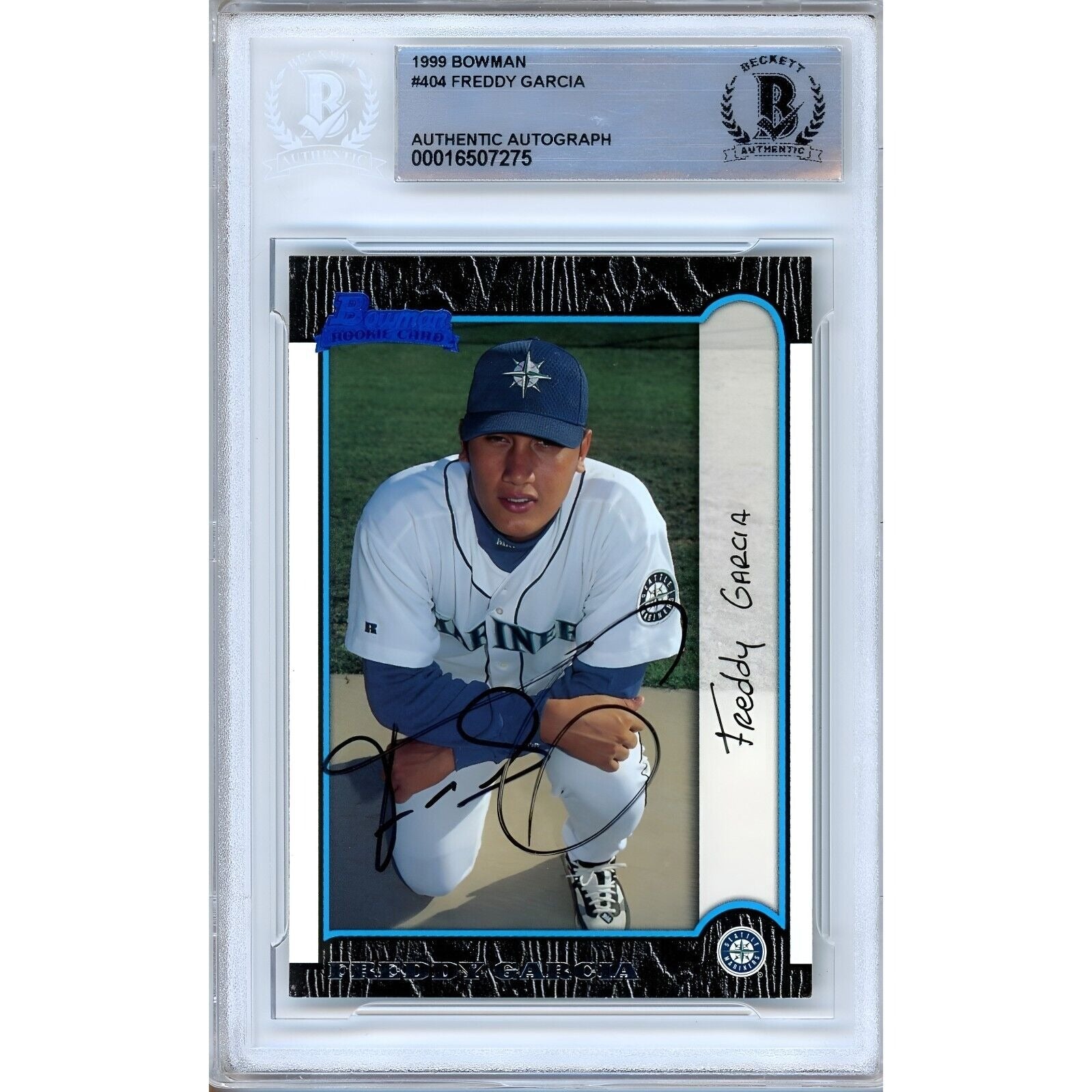 1999 Bowman #404 Freddy Garcia Seattle Mariners Autographed Trading Card – Beckett BAS