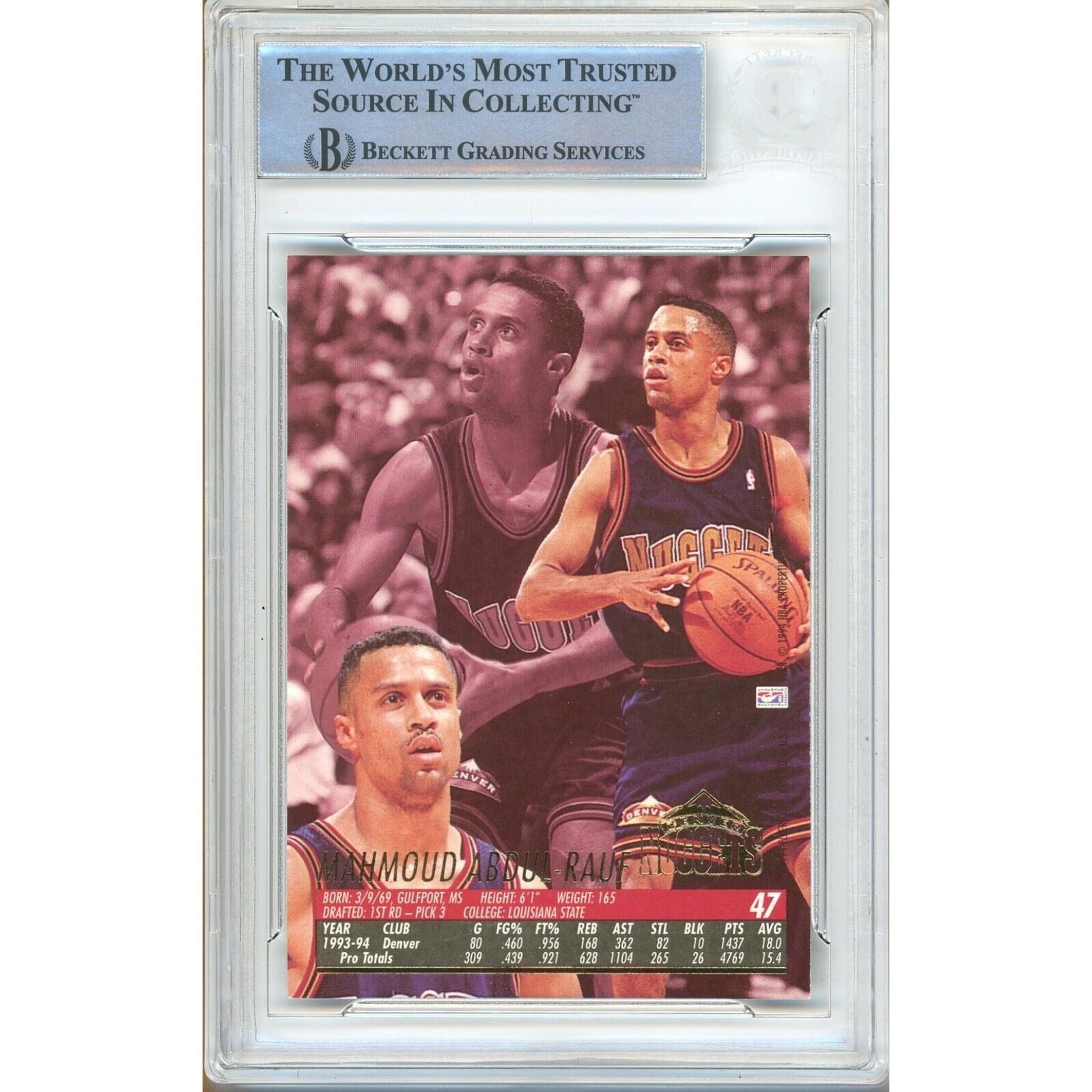 Mahmoud Abdul Rauf Denver Nuggets signed trading card – signature close-up – Beckett COA