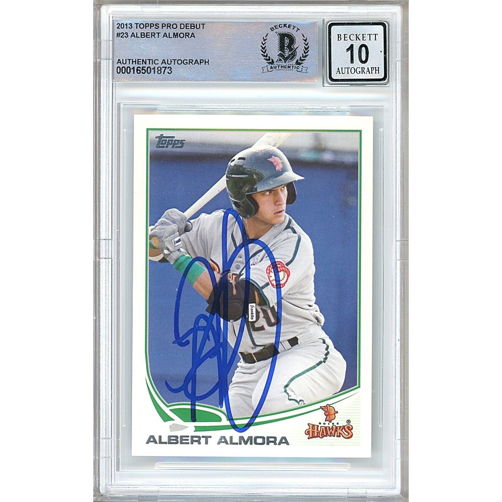 2013 Topps #23 Albert Almora Autographed Trading Card – Beckett BAS
