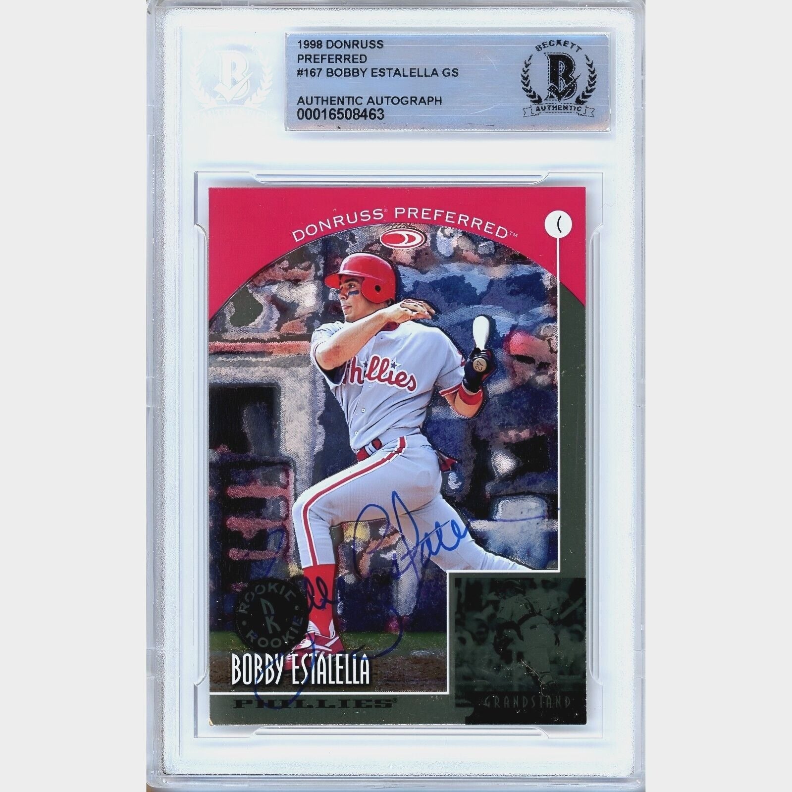 1999 Donruss #167 Bobby Estalella Phillies Autographed Trading Card – Beckett BAS