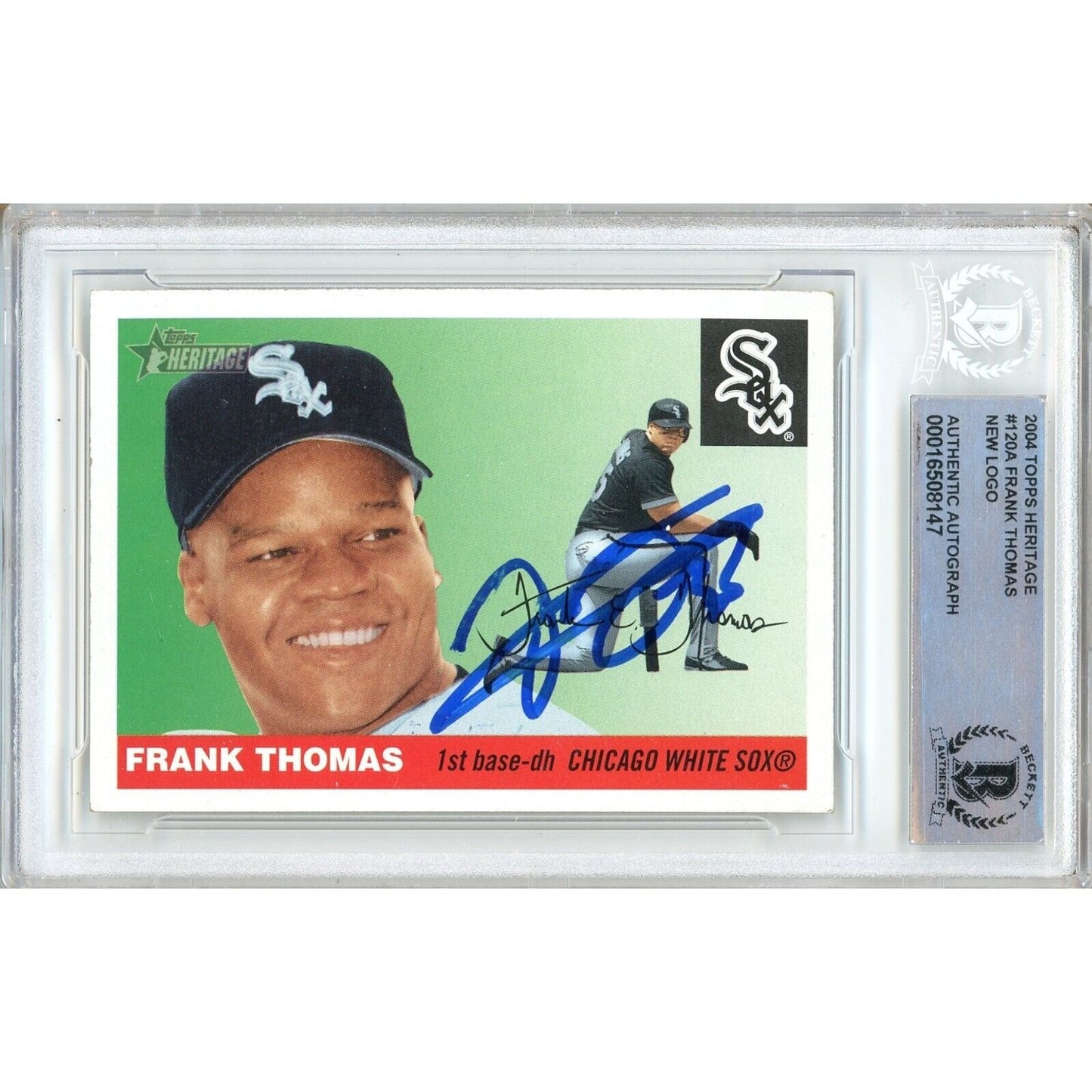 Baseballs- Autographed- Frank Thomas Chicago White Sox Signed 2004 Topps Heritage Baseball Card Beckett Authentic Auto Slab Front