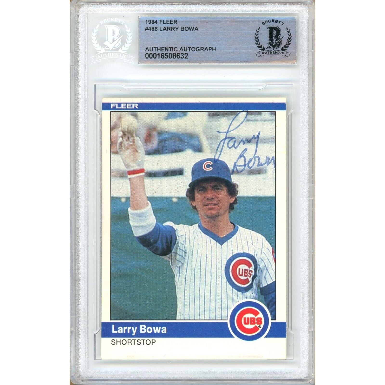 Baseballs- Autographed- Larry Bowa Chicago Cubs Signed 1984 Fleer Baseball Card Beckett Authentic Auto Slab Front