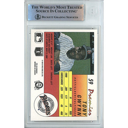 Baseballs- Autographed- Tony Gwynn SD Padres Signed 1991 O-Pee-Chee Premier Trading Card Beckett Authentic Auto Slab Back