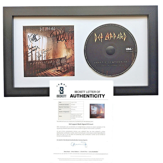 Music- Autographed- Def Leppard Band Signed Drastic Symphonies Album CD Cover Framed Beckett Authentic Auto with LOA