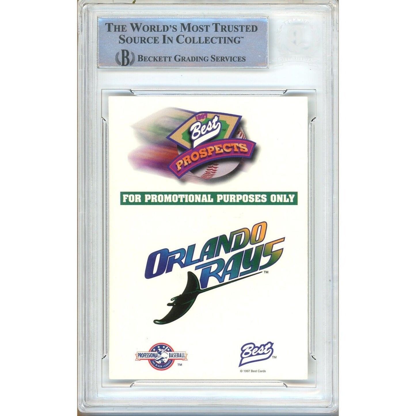 Baseballs- Autographed- Kerry Wood Chicago Cubs Signed 1997 Best Promos Rookie Card Beckett Authentic Auto Slab Back