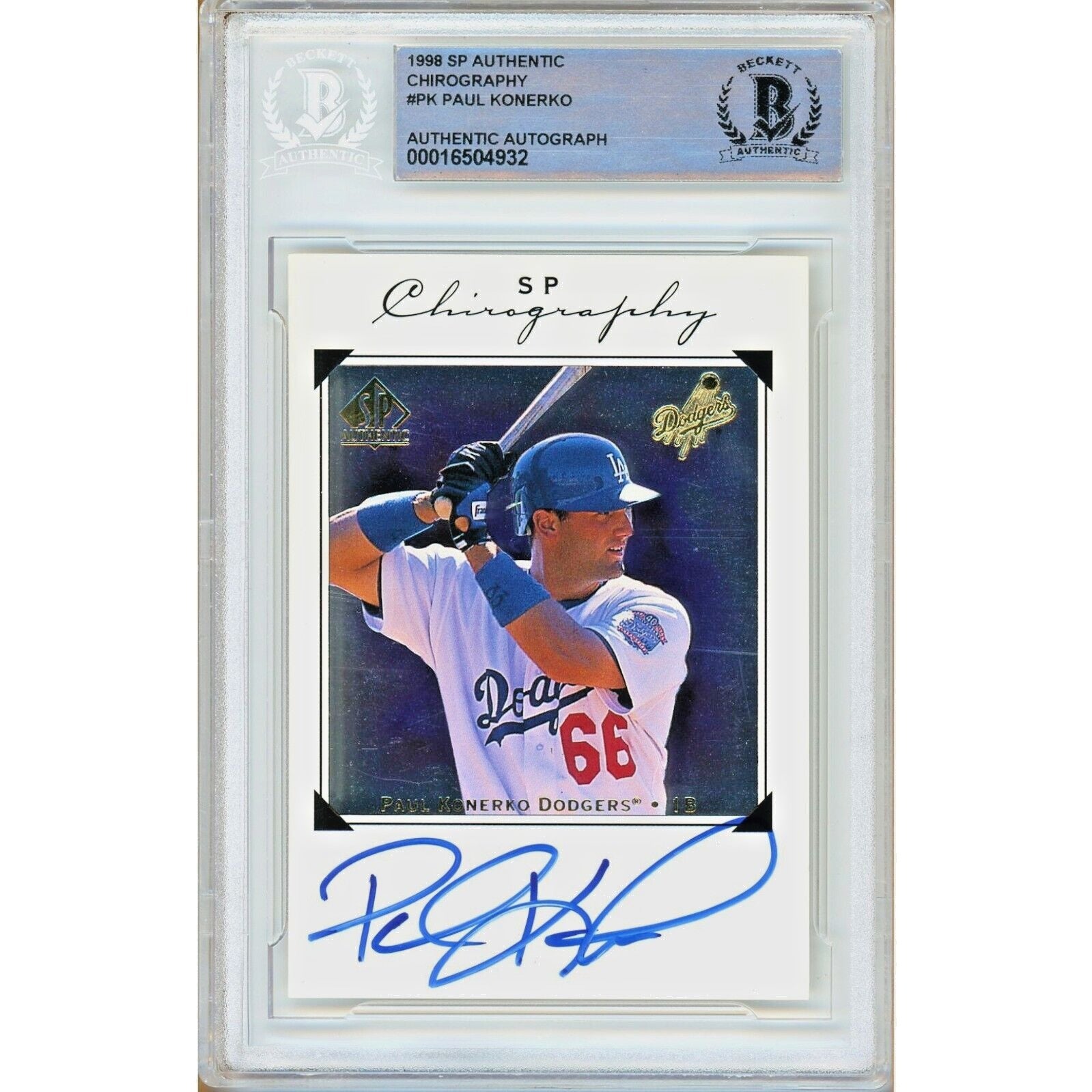 Paul Konerko La Dodgers autographed trading card – full view – Beckett COA