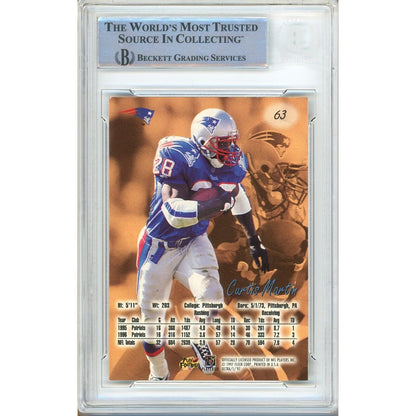 Footballs- Autographed- Curtis Martin New England Patriots Signed 1997 Fleer Ultra Football Card Beckett Authentic Auto Slab Back