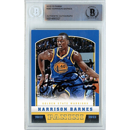 Basketballs- Autographed- Harrison Barnes Golden State Warriors Signed 2012-13 Panini Basketball Card Beckett Authentic Auto Slab Front