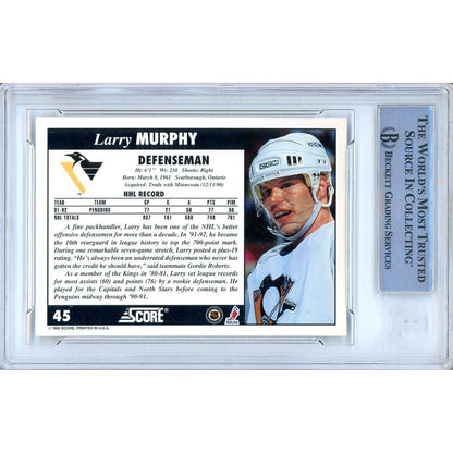 Hockey- Autographed- Larry Murphy Pittsburgh Penguins Signed 1992-93 Score Hockey Card Beckett Authentic Auto Slab Back