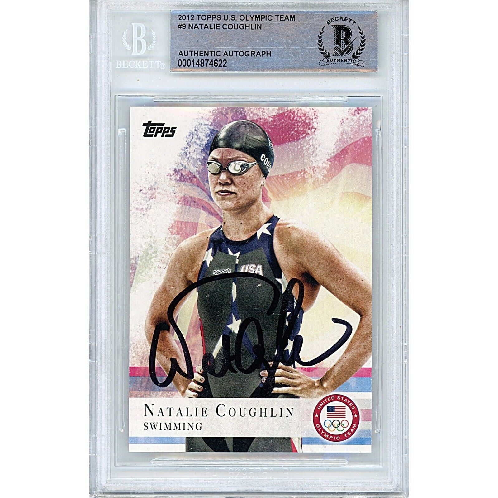 Natalie Coughlin Team Usa autographed trading card – full view – Beckett COA