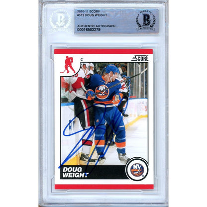 Hockey- Autographed- Doug Weight New York Islanders Signed 2010-11 Score Hockey Card Beckett Authentic Auto Slab Front