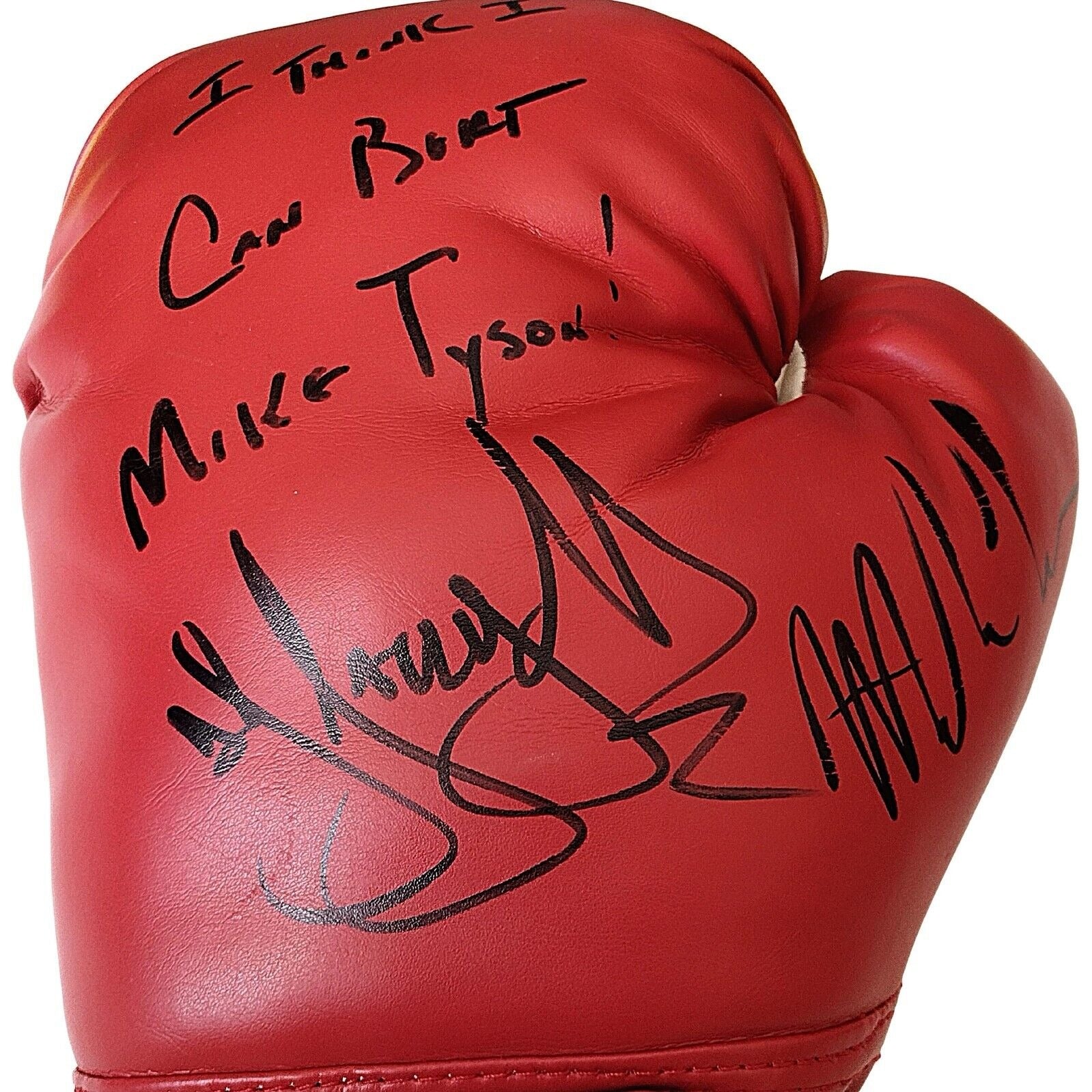 Boxing- Autographed- Mike Tyson and DJ Jazzy Jeff Duo Signed Everlast Boxing Glove with I Think I Can Beat Mike Tyson Rap Lyrics Inscription Beckett and JSA Authentication