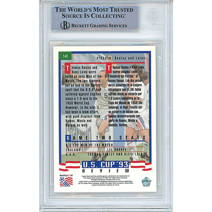 Soccer- Autographed- Alexi Lalas USMNT Signed 1993 Upper Deck World Cup Preview Soccer Card Beckett Authentic Auto Slab Back