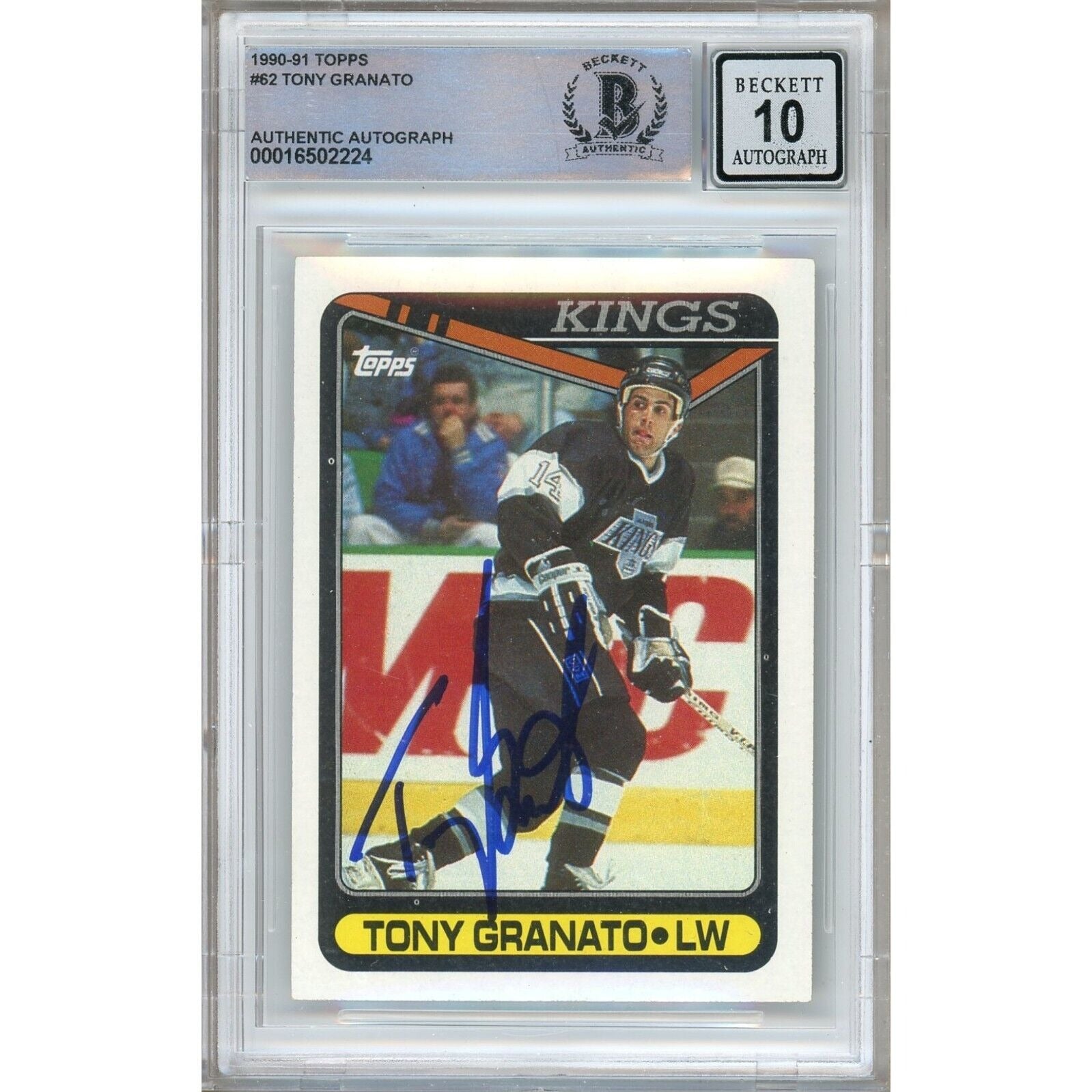Tony Granato Los Angeles Kings autographed trading card – full view – Beckett COA