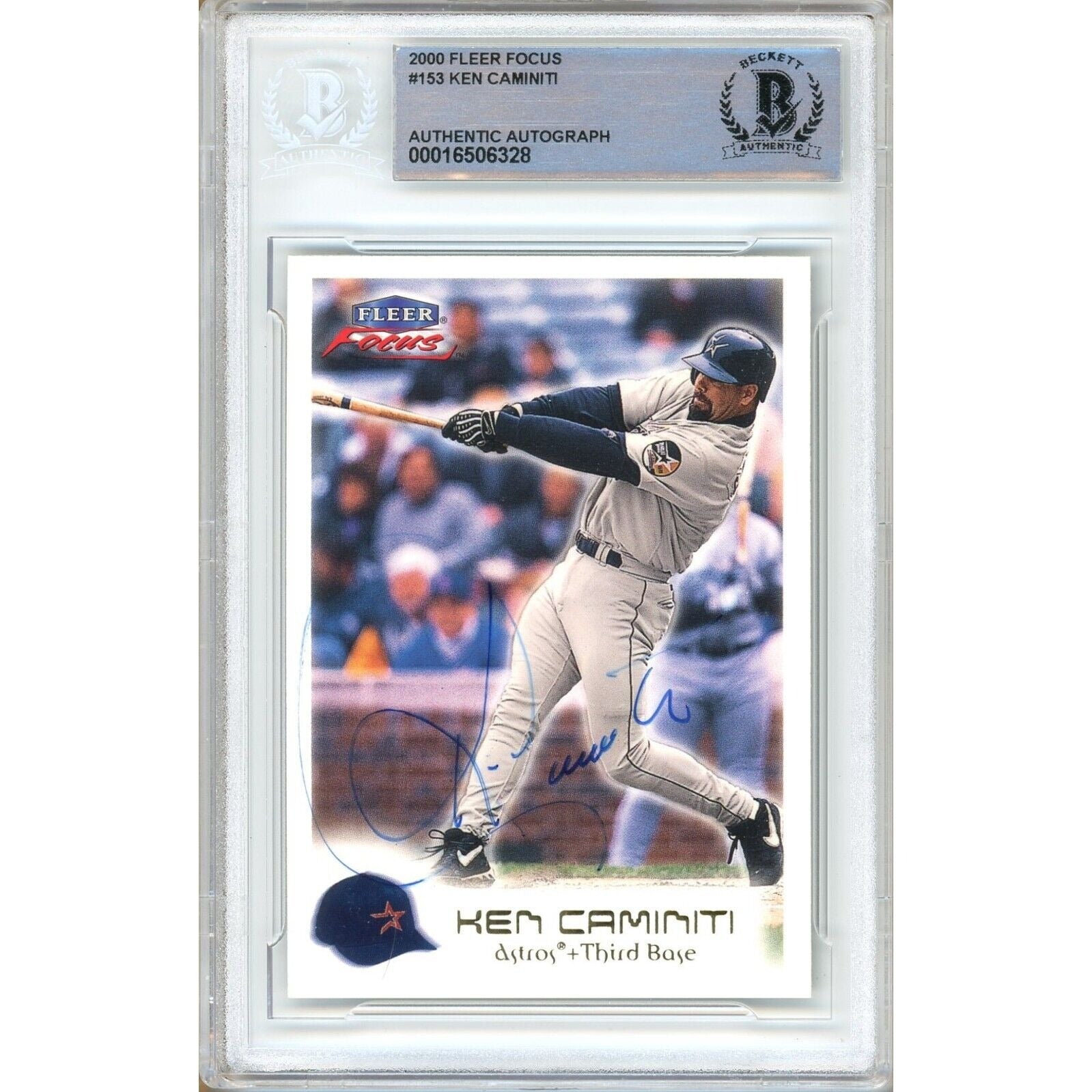 Ken Caminiti Houston Astros autographed trading card – full view – Beckett COA